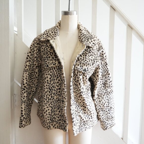 H&M Faux Fur Leopard Print Jacket • Size M - Picture 1 of 6